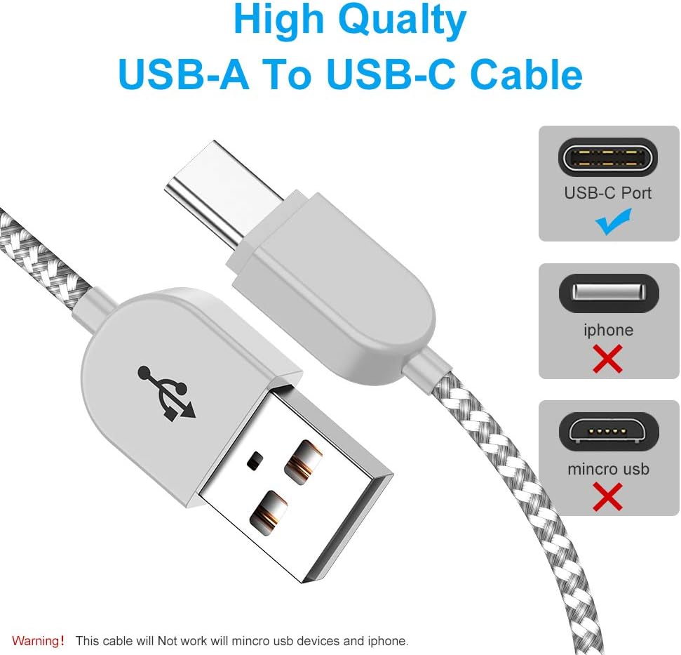 USB Type C Cable 3A Fast Charge, Premium Nylon Braided, 4 Pack (3/6/6/10 FT), Compatible with Samsung Galaxy S10 S9 S8 Plus Note 9 8,Moto Z Z2,LG V30 V20 G5, Google Pixel