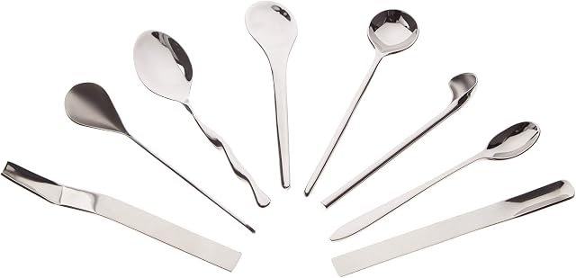 Officina Alessi Set of 8 Assorted Coffee Spoons, Silver