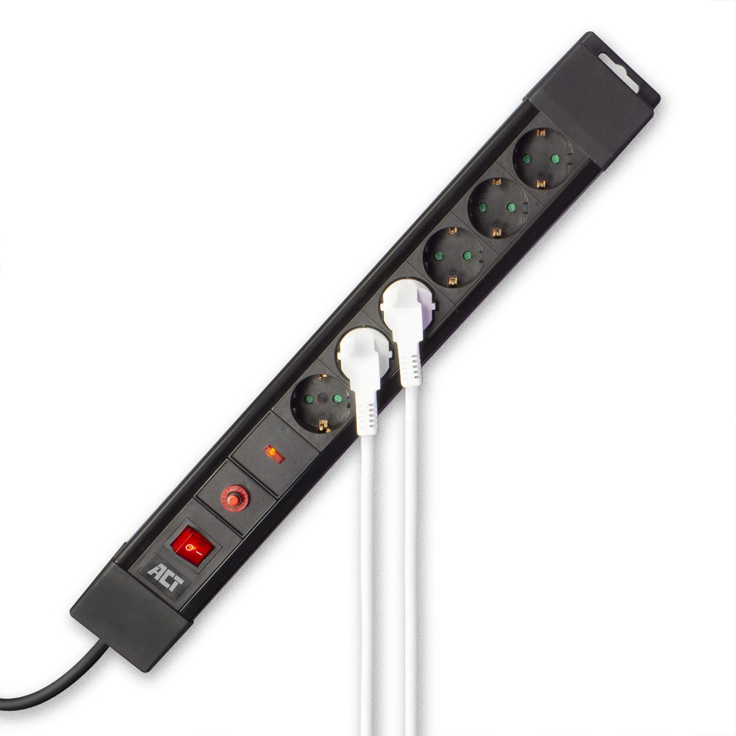 Act Regleta con protección contra sobretensiones 13500 A, Power Strip 1,5 m, regleta con Interruptor, Enchufe de distribución con ángulo de 45 Grados, AC2450