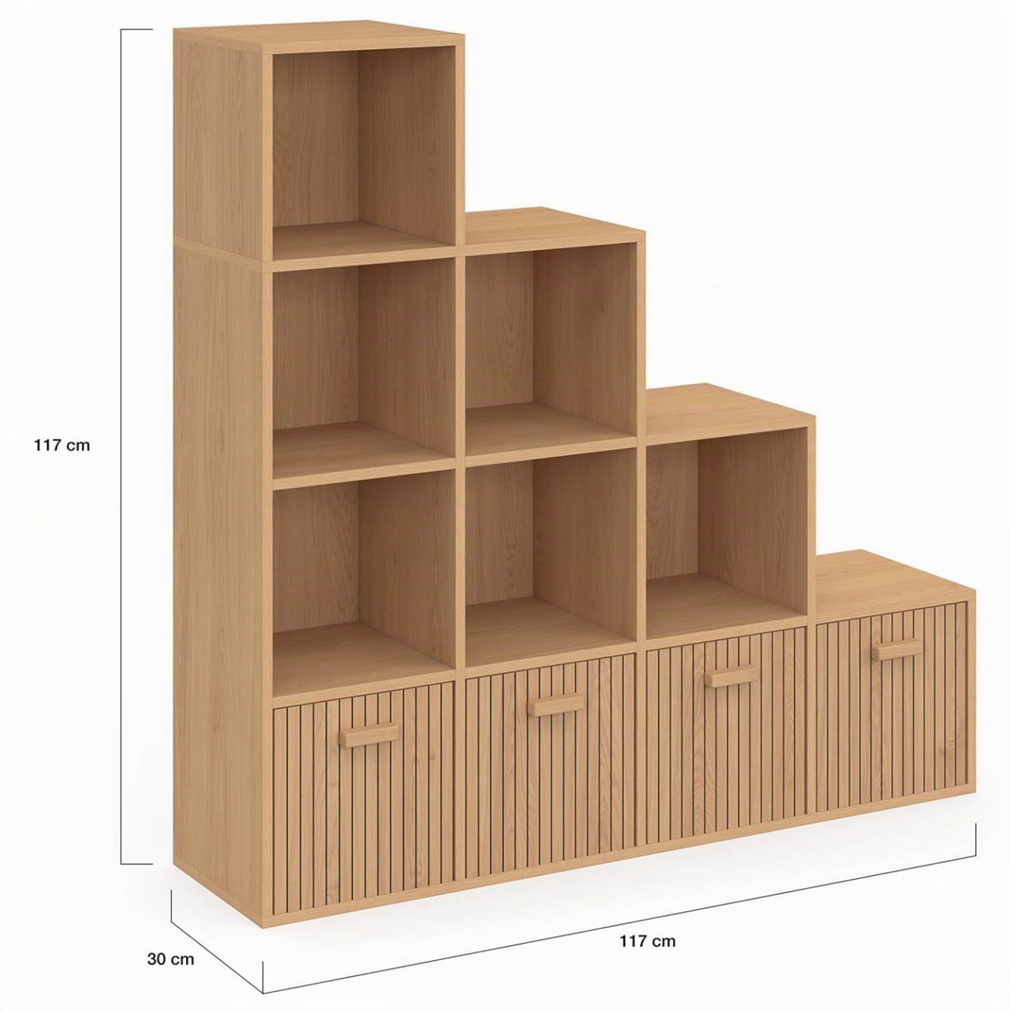 IDMarket - Meuble de Rangement en escalier LORYS Effet Lattes Juliette