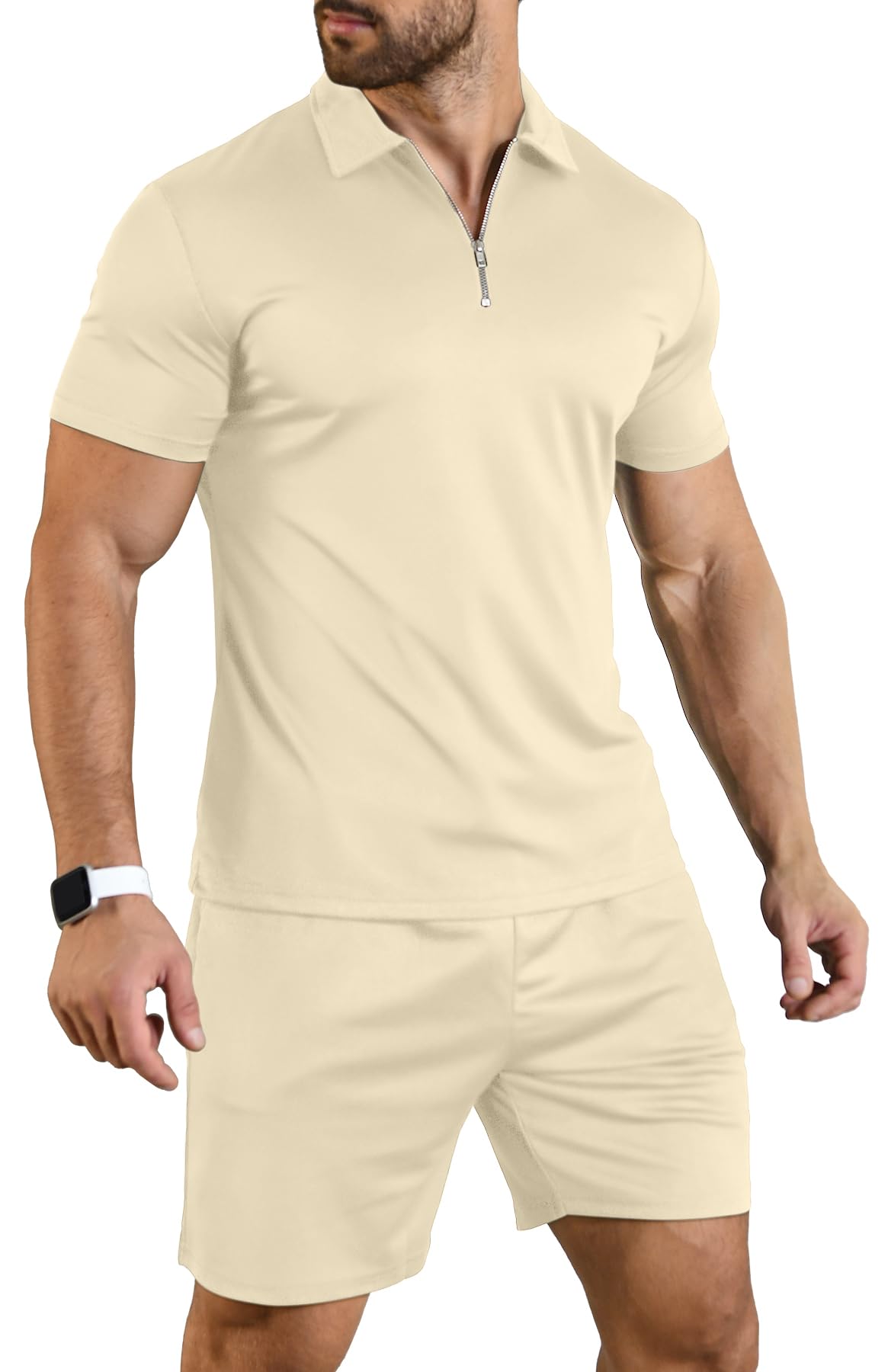 KUYIGO Polo e pantaloncini estivi da uomo, set da 2 pezzi, abbigliamento alla moda casual