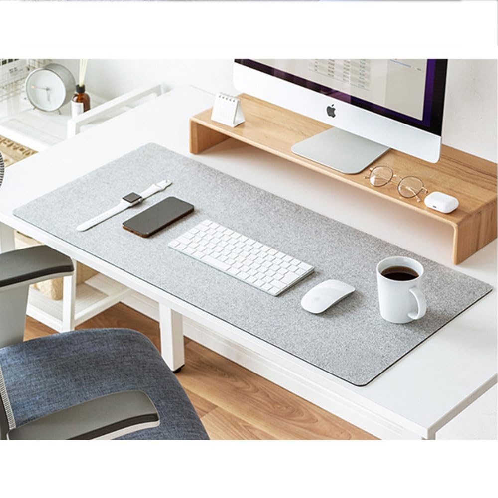 X Spring Large Felt Desk Pad, Computer Mat for Keyboard and Mouse (90 * 30cm), Dark Grey Desk Mat, Keyboard Pad, Office Desk Mat, Extra Large Protector (B)