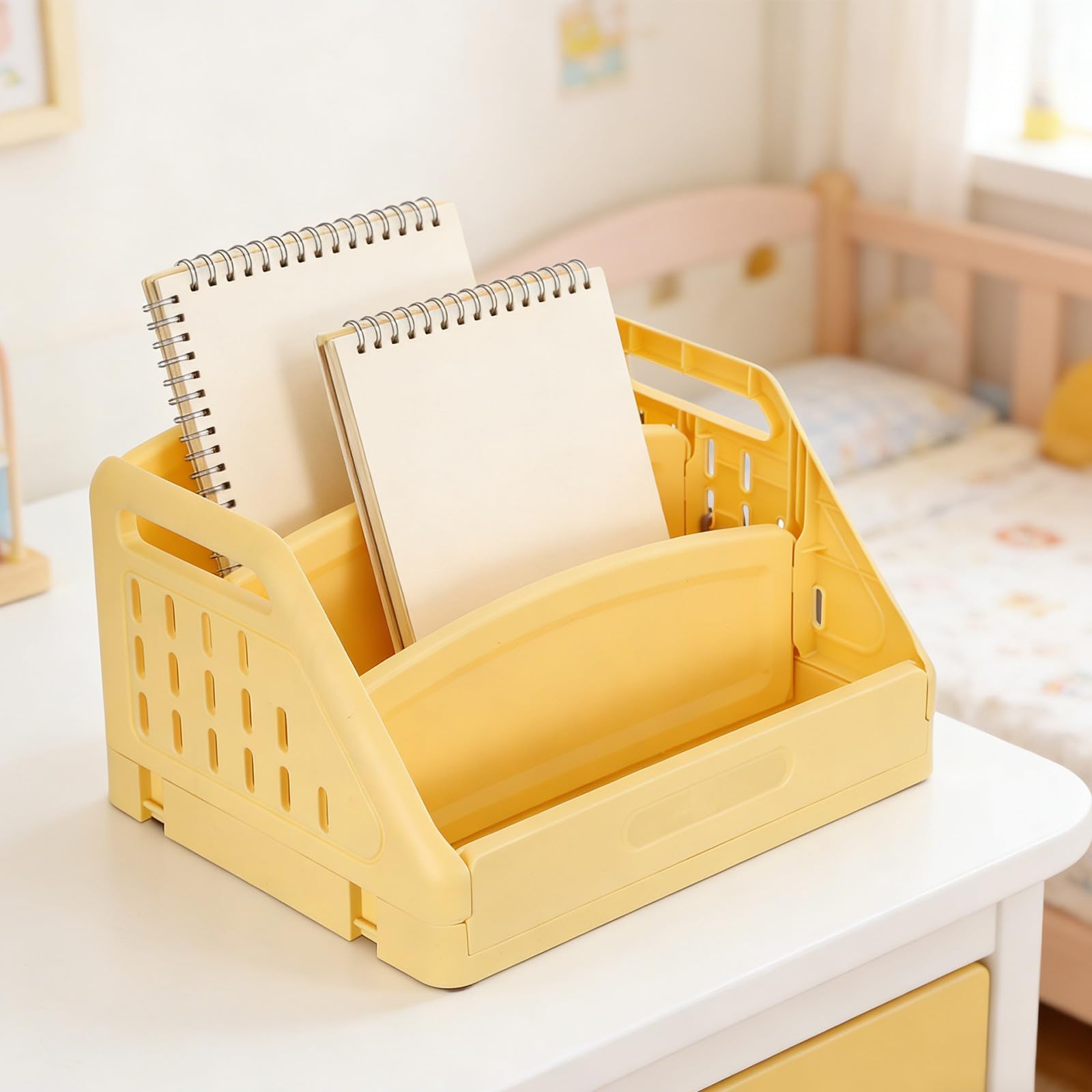 TOPBATHY Libreria per Tre Livelli Mini da Scrivania Gialla