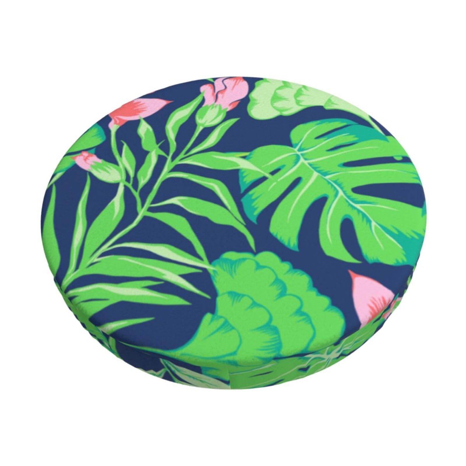 Housse Tabouret Bar Ronde Imprimé Floral Hibiscus - Protection Chaise 35,6-40,6 Cm Lot De 2