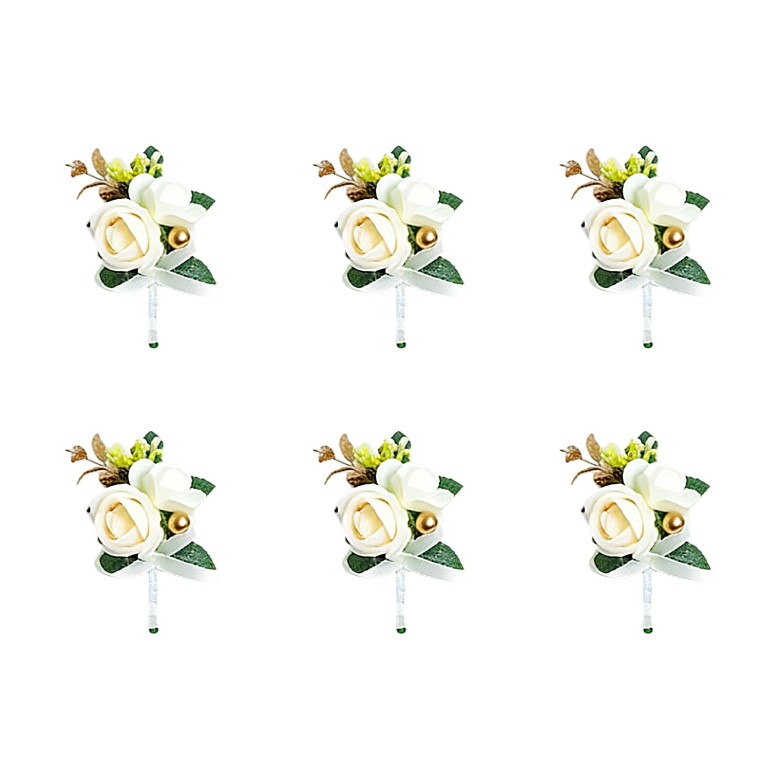 Hsioluted 6Pcs Artificial Flower Bouquet Wedding Boutonniere Wrist Corsage for Prom Bridal Showers Wedding Anniversary Graduation Artificial Flower Nosegay