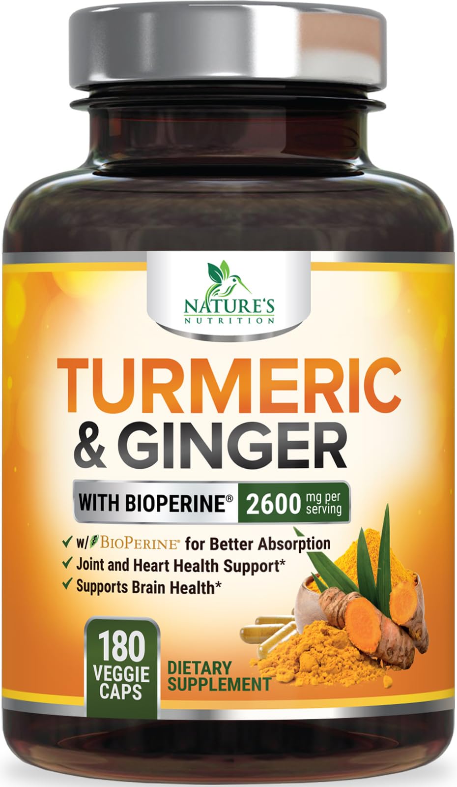 Nature's Nutrition Turmeric Curcumin Supplement 2600mg