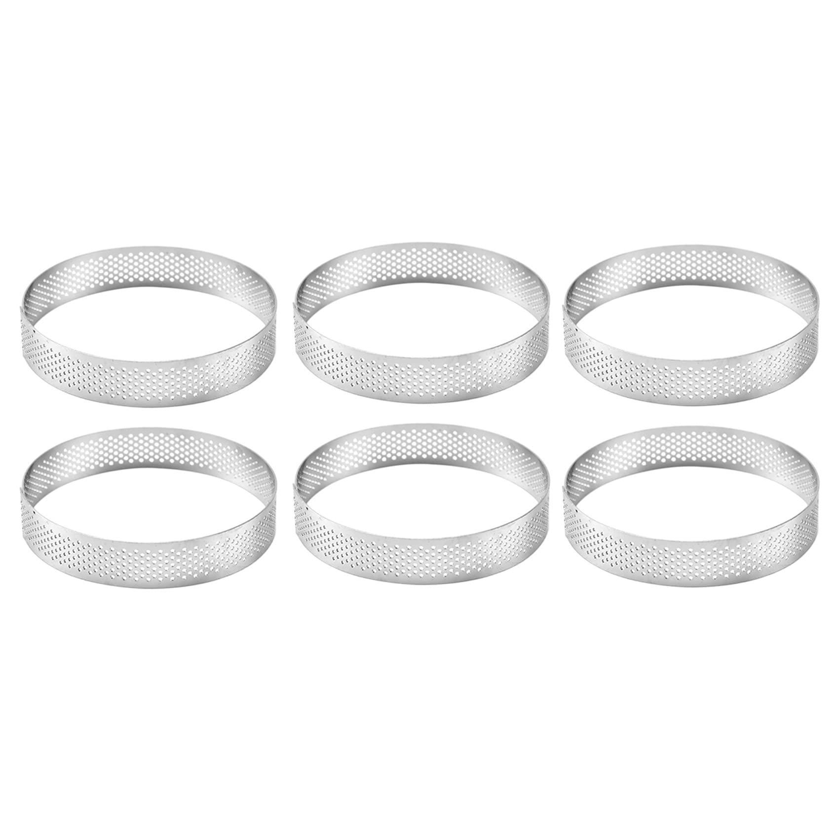Hndhbfgrt 6pcs 20cm Round Stainless Steel Cake Hole Molds Mousse Cake Tart Ring Pizza Dessert DIY Decor Mould Kitchen Baking Tool