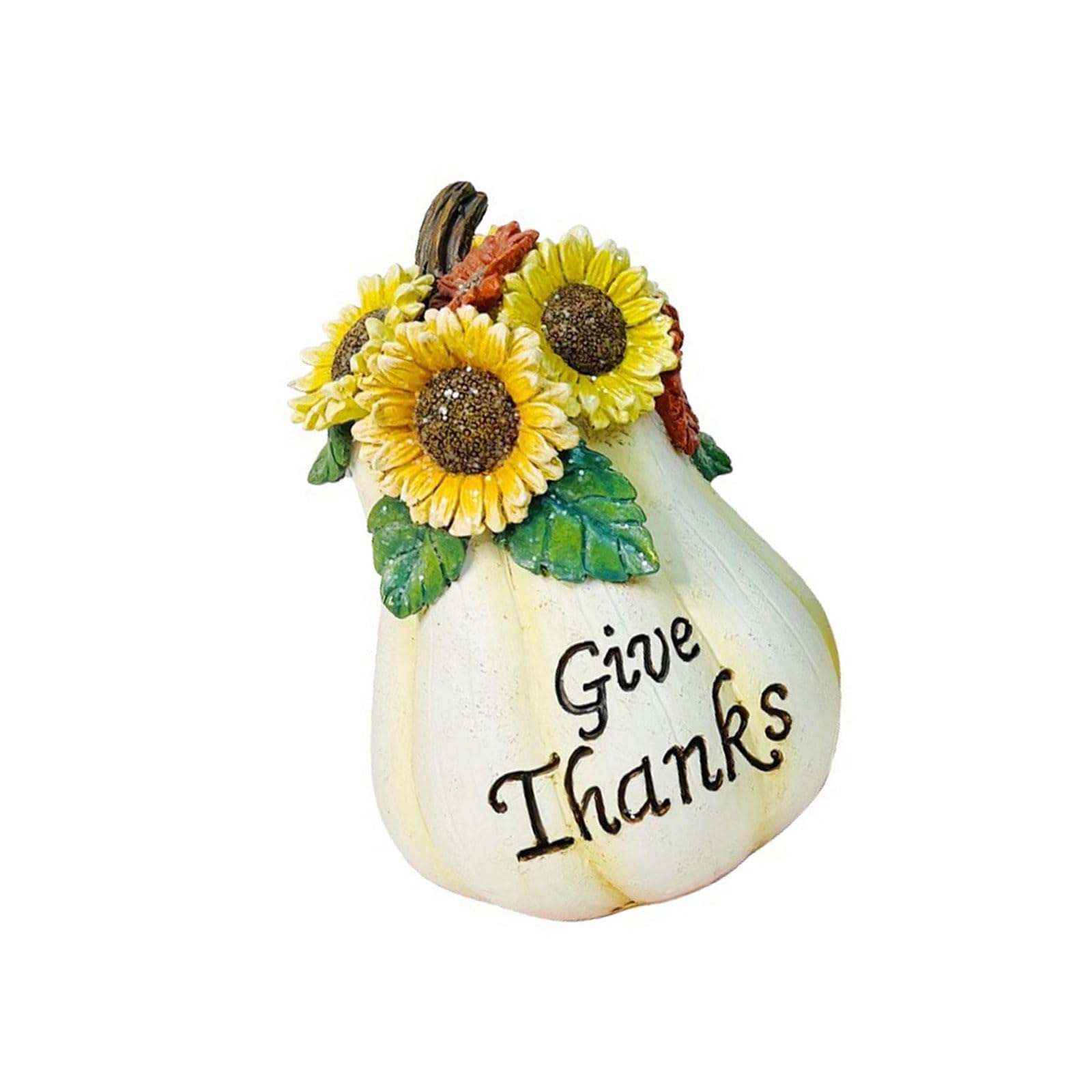 Halloween Harvest Pumpkin Accent Resin Figurine for Mantel Shelf Entryway Table with Sunflower Seasonal Display Decor Harvest Pumpkin Decor Autumn Tabletop Figurine Sunflower Shelf Accent Mantel Table
