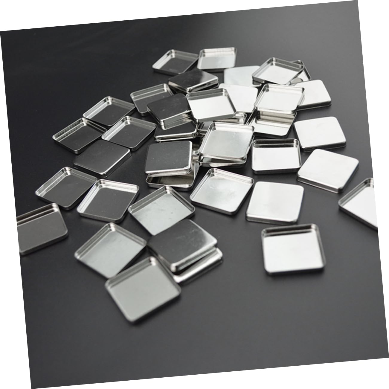 IWOWHERO 56pcs Empty Square Metal Pans for Eyeshadow Blusher Pressed Powder Makeup Cosmetics Diy Eyeshadow Tte Square Magnetic Fit