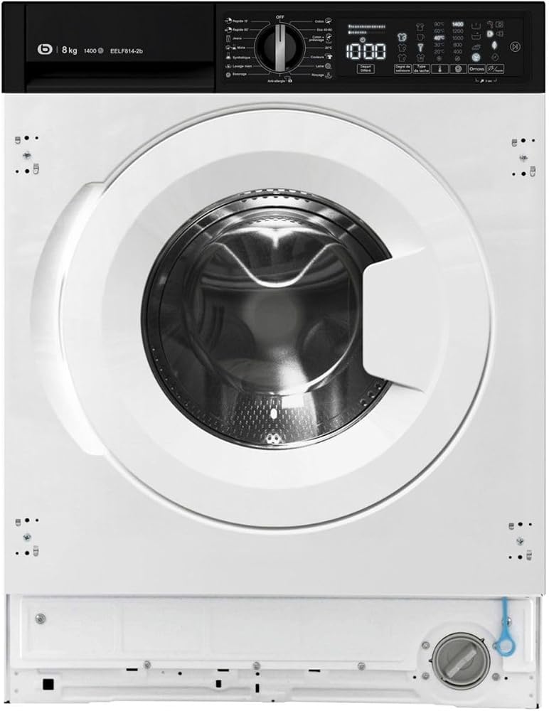 Lave linge hublot encastrable ESSENTIELB EELF814-2b - 8 kg - 1400 tr/min - Classe A - Moteur induction direct drive