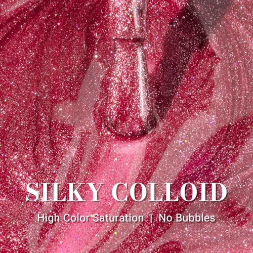Image of MelodySusie Pink Glitter Gel Nail Polish,0.5fl oz Nails Soak Off UV LED Strawberry Sparkle Pink Gel Polish Gift for Women Nail Art Manicure Salon DIY Nail Design Decoration at Home-z201-A2619