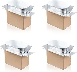 Caixas de transporte isoladas de 4 pacotes de 10 x 6 x 7 polegadas com forro de folha de alumínio, caixa com isolamento duplo para alimentos congelados e caixa térmica de expedidor p