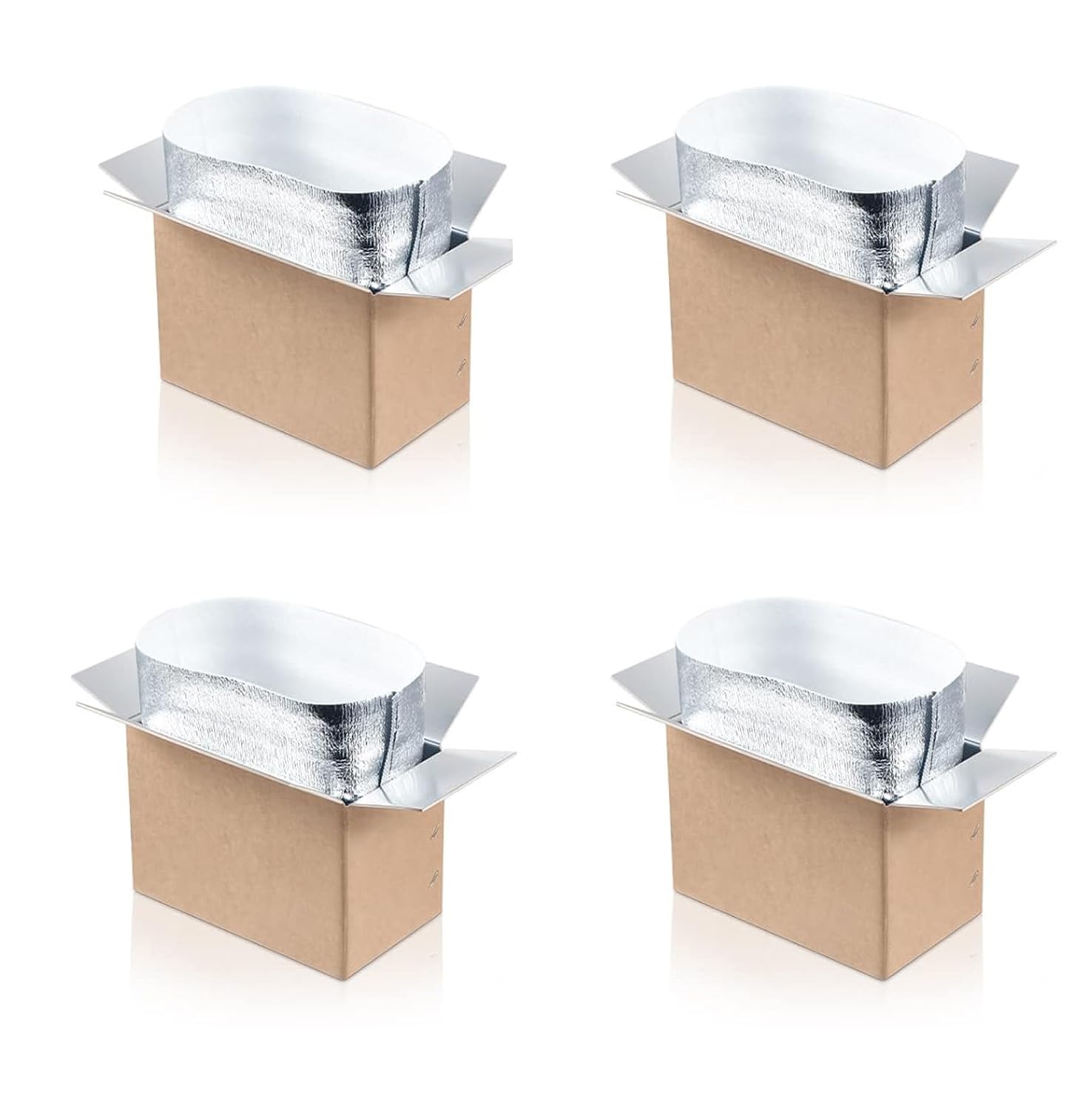 10x6x7''4 Pack Insulated Shipping Boxes with Aluminum Foil Liner,Double Insulated Carton for Frozen Food and hot,Reusable Perishable Shipper Cooler