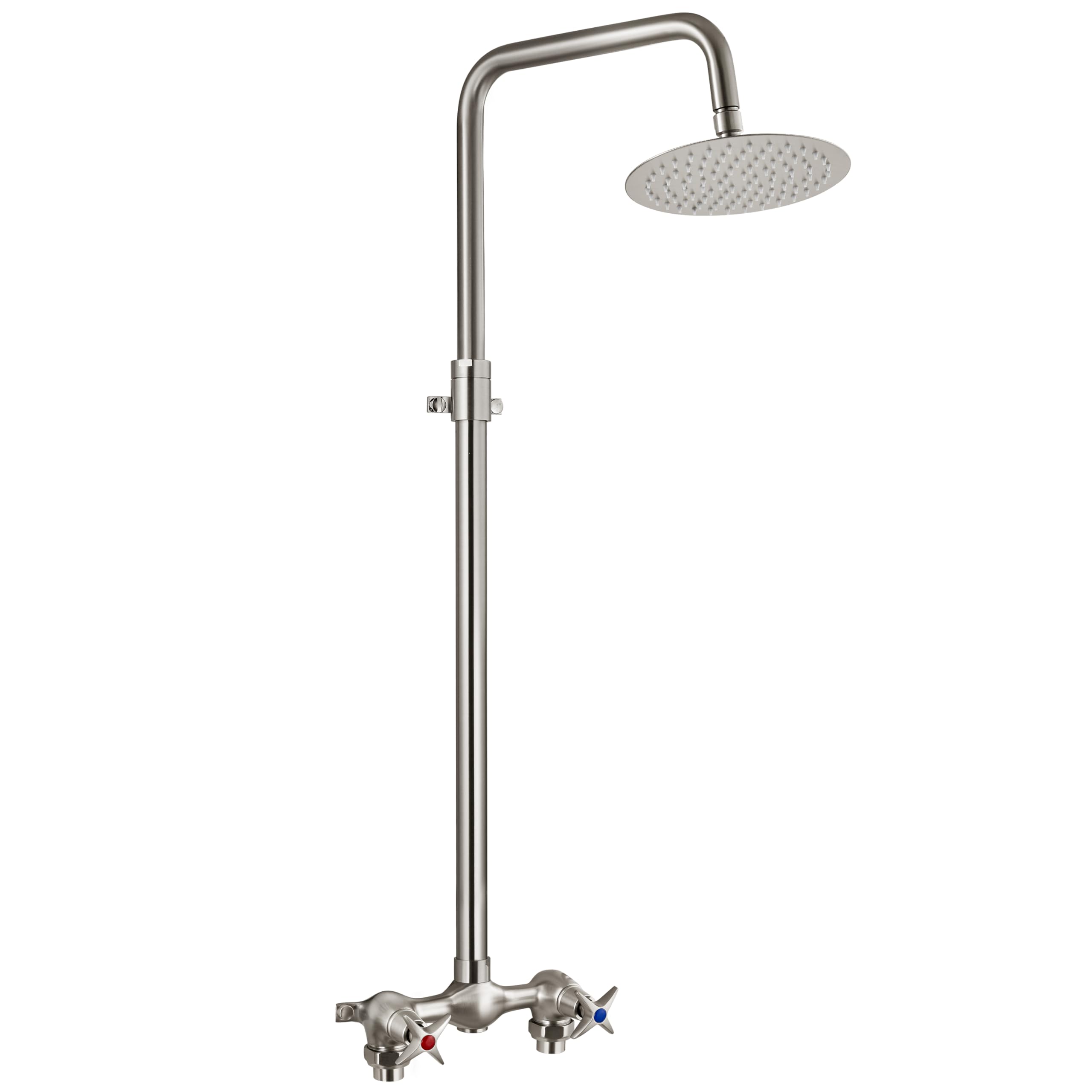 Aolemi Outdoor Shower Kit Outdoor Shower Fixtures Faucet System Double Handle Exposed Shower with 8 Inch Rainfall Shower Head Adjustable Height Shower