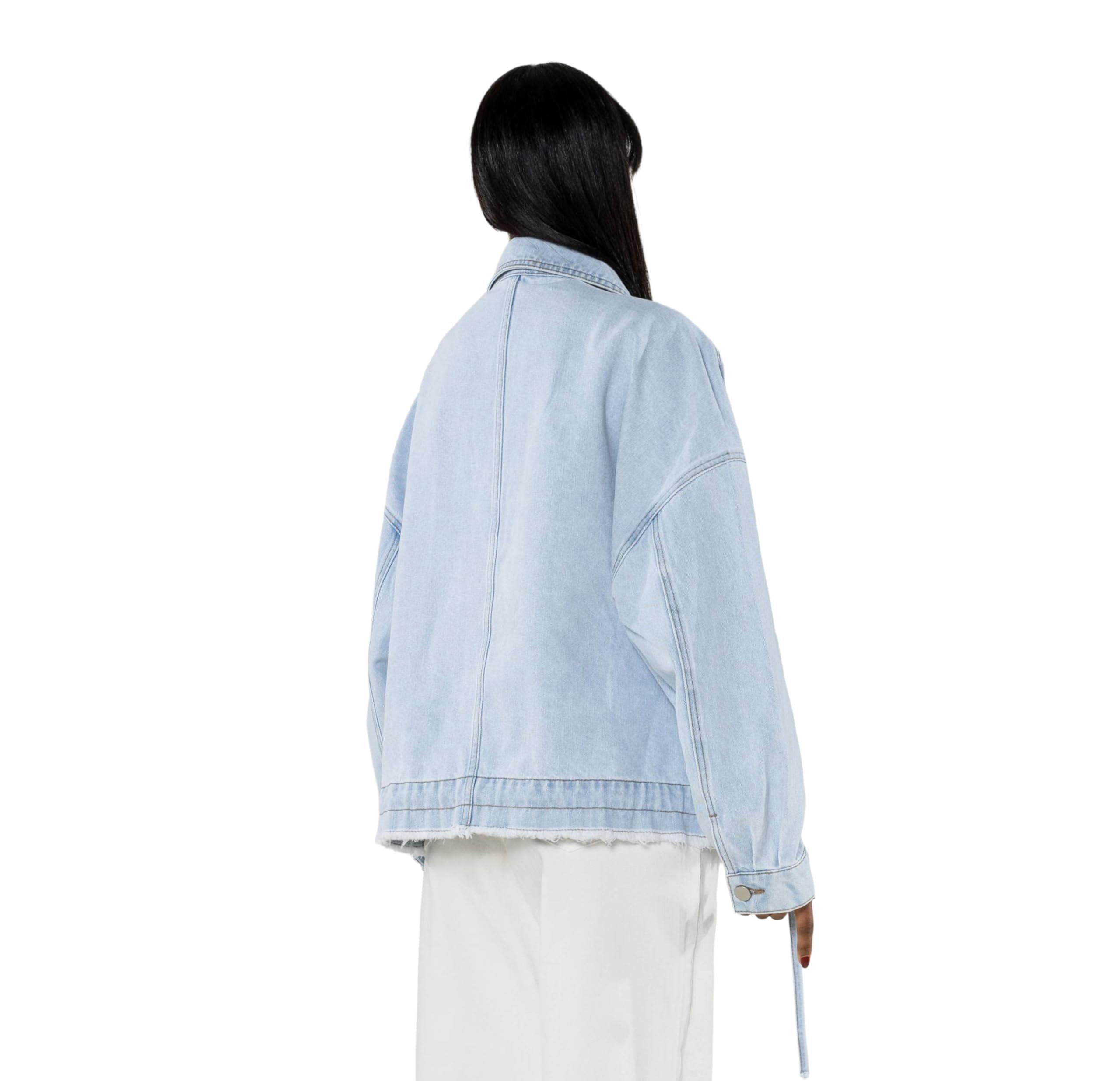 Nina Carter Chaqueta vaquera de gran tamaño para mujer, chaqueta vaquera suelta con botones y bolsillo grande, chaqueta informal de entretiempo para primavera y otoño