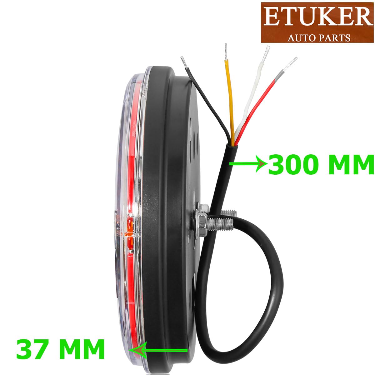 ETUKER Led-Achterlichten Aanhanger, 2 Stuks, Aanhangerverlichting, 5 Functie, 12 V, Waterdicht, ECE R10 EMC Voor Auto's, Tractoren, Landbouwvoertuigen