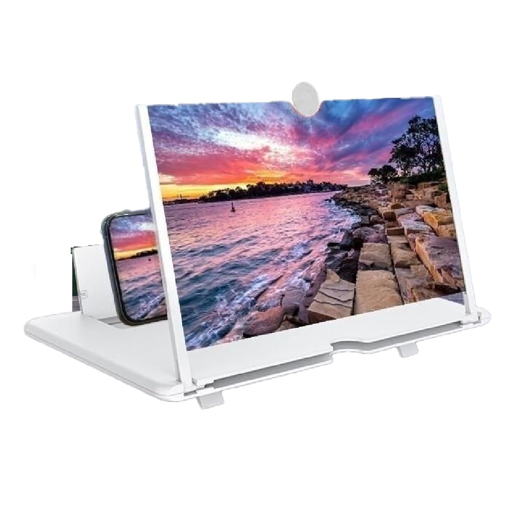 Lupa de pantalla de teléfono de 10 pulgadas con soporte plegable blanco para móvil