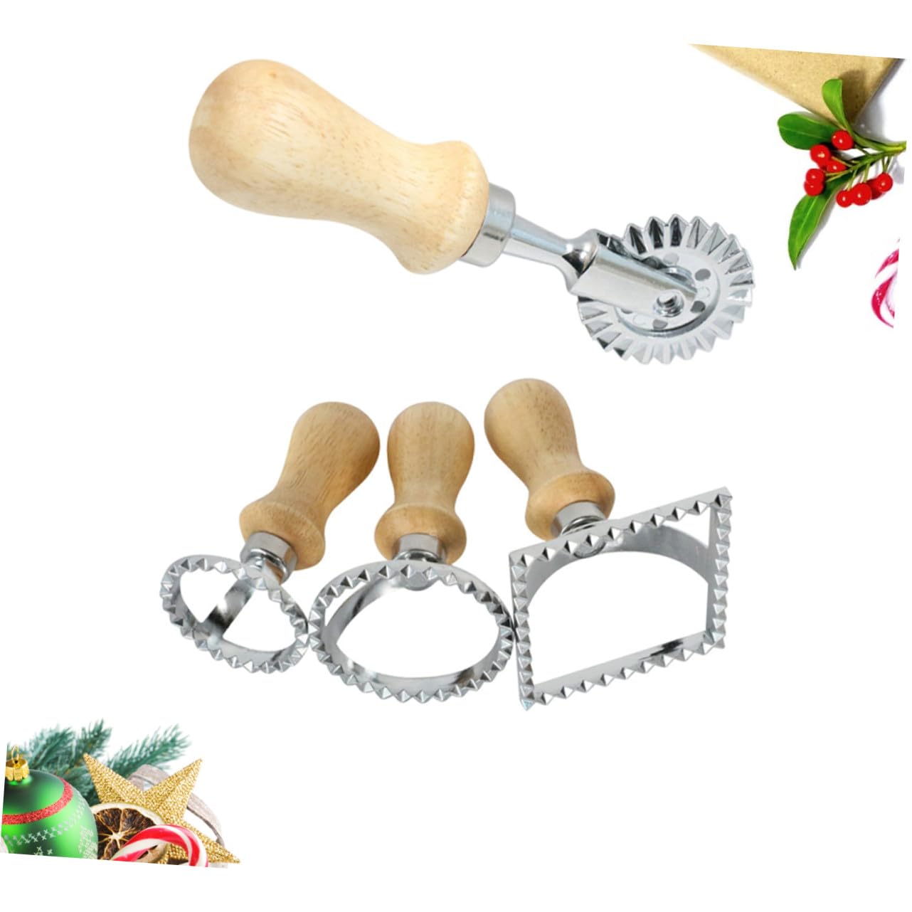 Hemobllo 4 Piezas Molde para Galletas de Madera Cortador de Galletas Encaje Molde Relieve para Pasteles para Hornear y Decorar Pasteles