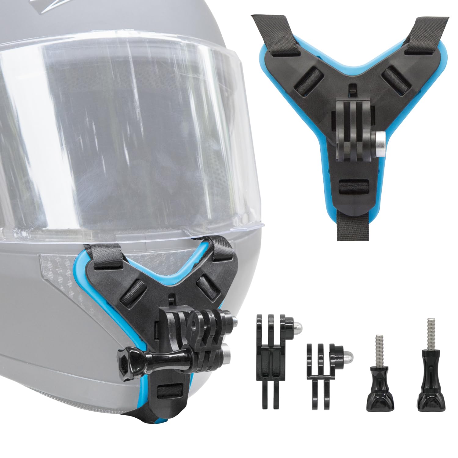 Haoyou Helmet Chin Mount Strap Compatible with Gopro Hero 13 12 11 10 9 8 7, Motorcycle Helmet Extension Attachment Mounting Accessories (Blue)