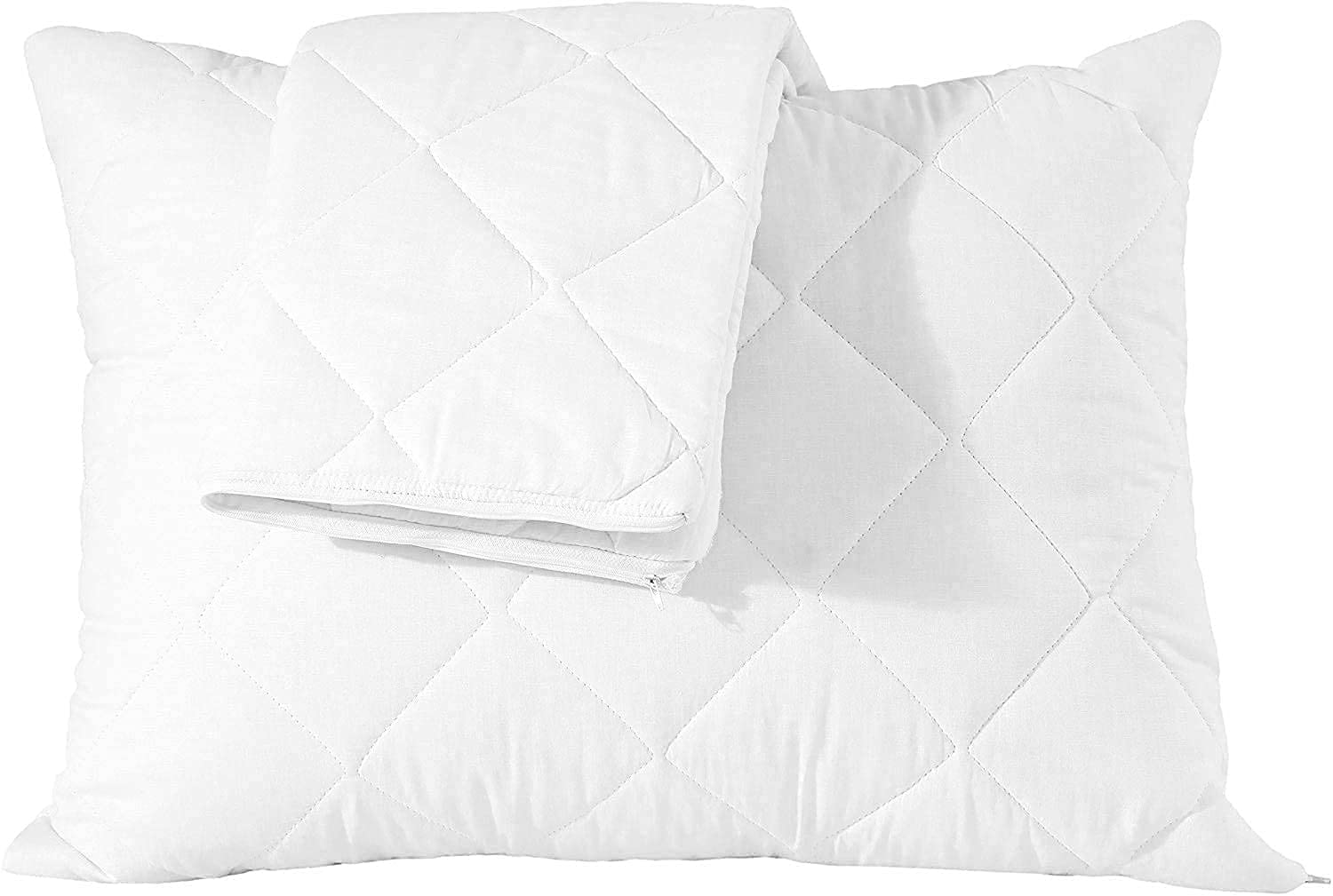 Rohi White Sleep Solution Microfibre Quilted Pillow Protectors Pair Standard 48Cm X 74Cm Ultra Plush Zippered Set Of 2 Size Encasement 2 Pack Quilted