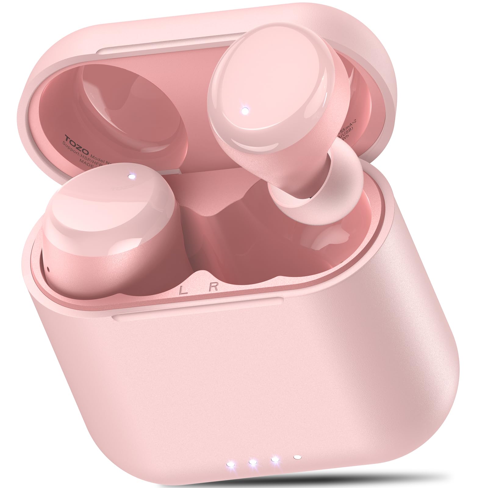 TOZO T6 Kopfhörer Kabellos Bluetooth 5.3 Bluetooth Kopfhörer, In Ear Kopfhörer 50 Std Akkulaufzeit mit Ladeetui, IPX8 Wasserdicht Kabellose Kopfhörer, Premium Tiefer Bass Sportkopfhörer - Roségold