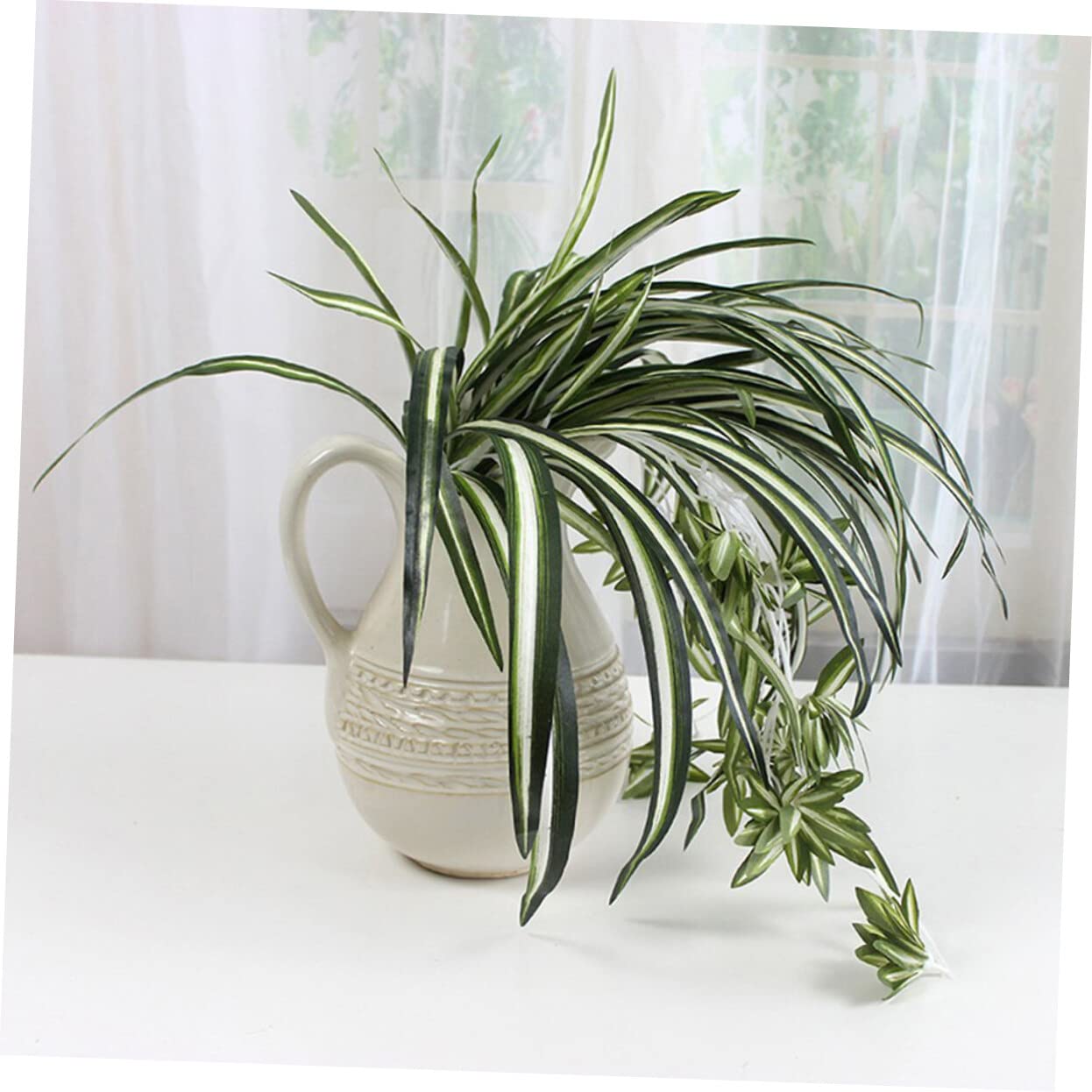 YARNOW 6pezzi Piante Sospese Artificiali Plastica Con Foglie Di Chlorophytum Per Decorazione Casa Ufficio e Feste Di Design Realistico Per Vasi e Ceste Appese