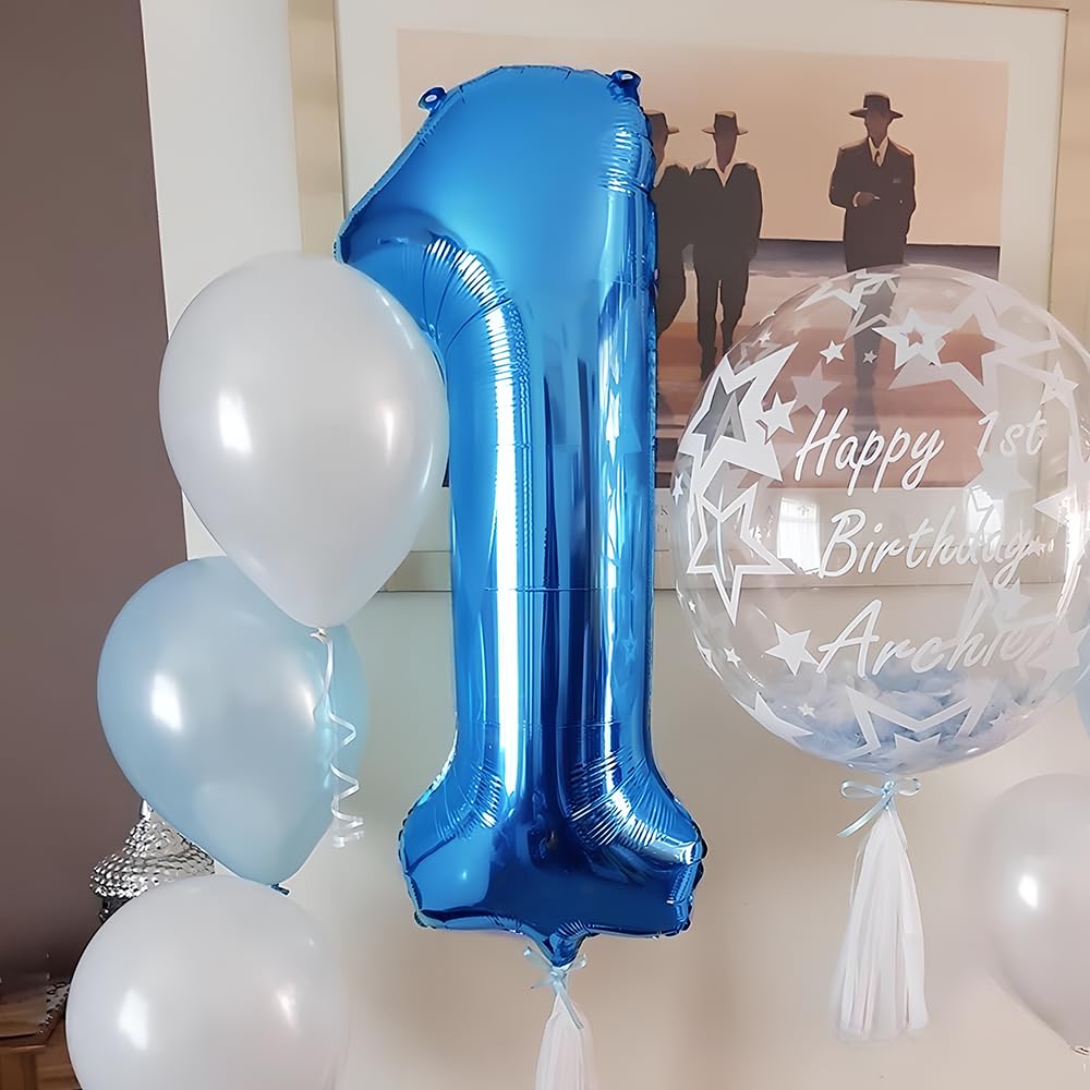 Foil Globo Número 5 Azul 40" (101cm), Inflable Helio o aire, Gigante Numeros 0-9, 10-19, 20-29, 30-100, Grande Globos Decoración para La Boda Aniversario y Cumpleaños Fiestas — view 99