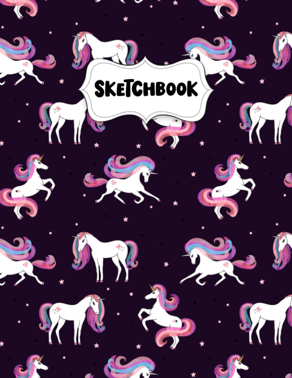 Sketchbook: Unicorn Stars Sketch Book for Drawing: Blank Sketch Pad for Drawing for Kids: Sketchpad for Drawing for Kids, Bleed Proof Art Sketch Book 8.5 x 11