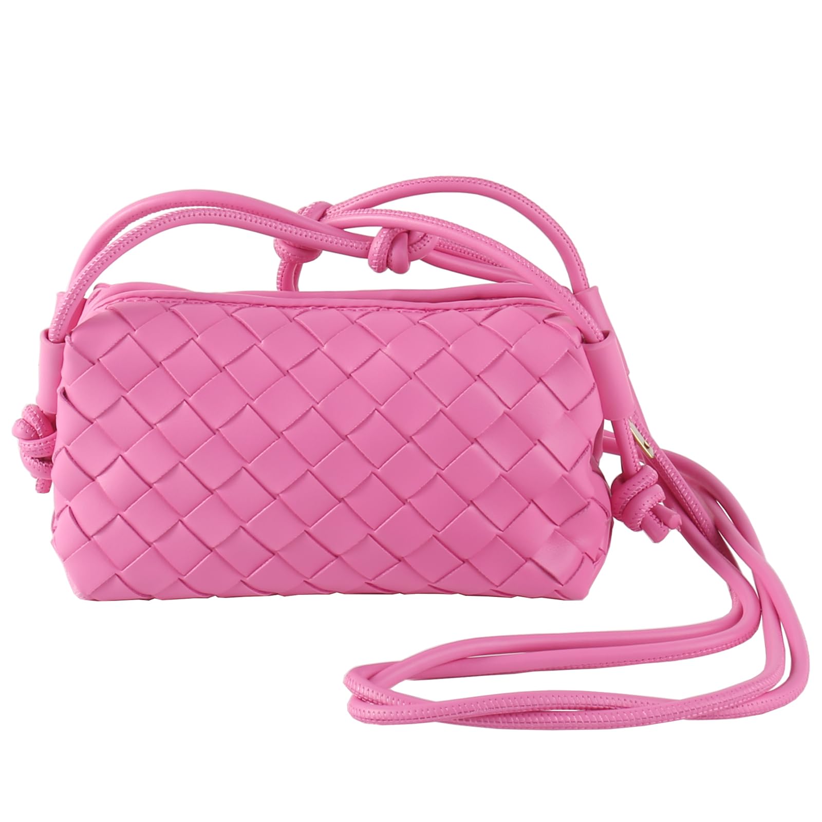 Woven Purse Crossbody Bag for Women Small Leather Evening Purses with Adjustable Shoulder Strap Shoulderbag