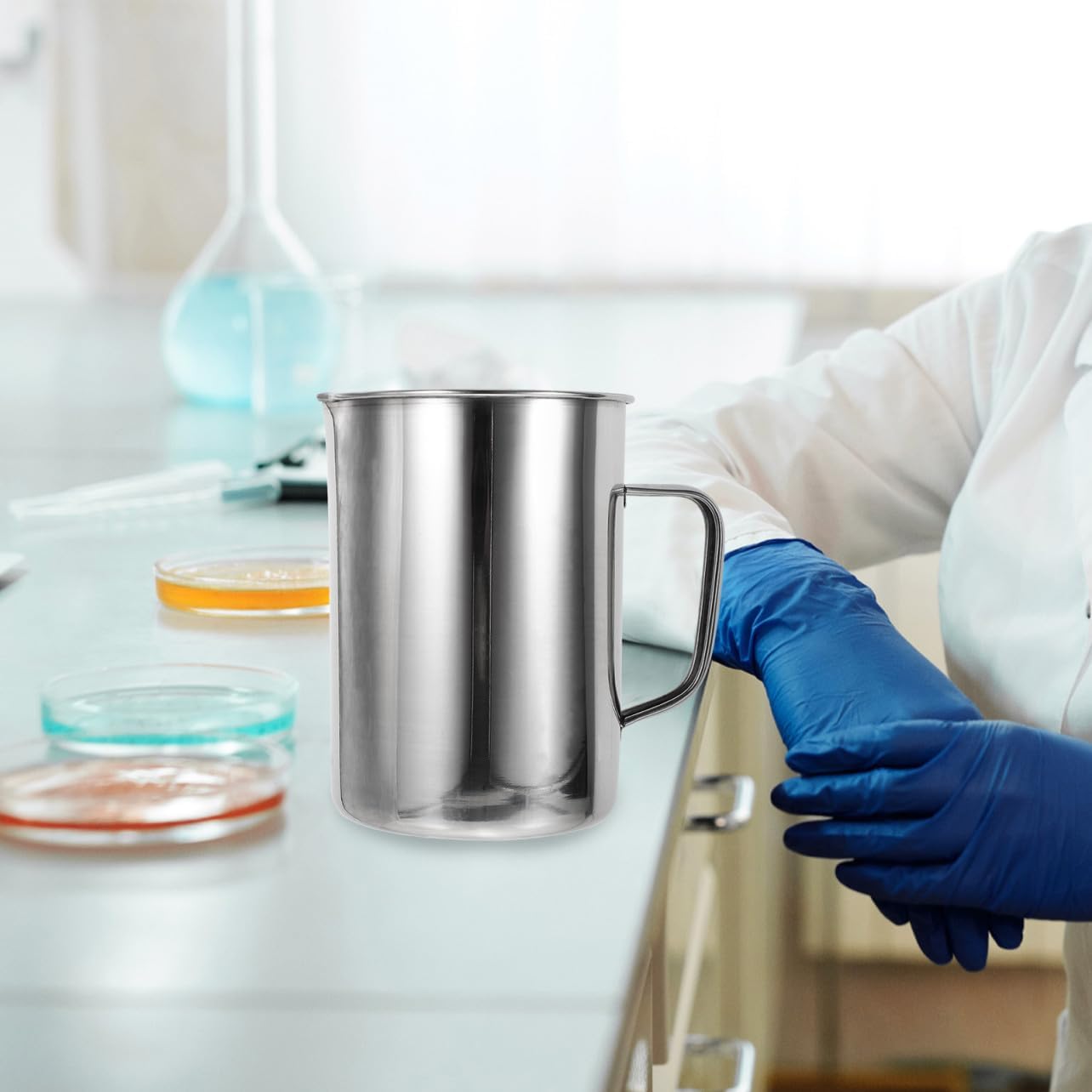 ULTECHNOVO 1piece Stainless Steel Measuring Cup Mixing Cup Scale Lab Beakers for Science Experiments