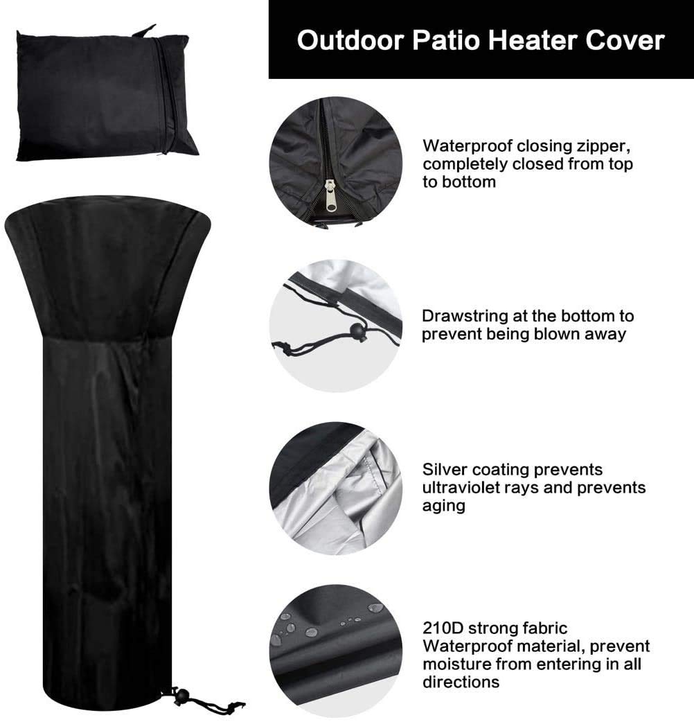 Couverture de Chauffe-Patio Housse pour parasol chauffant210D Bache de Protection pour Chauffage de Terrasse Extérieur Anti-Poussière/Vent