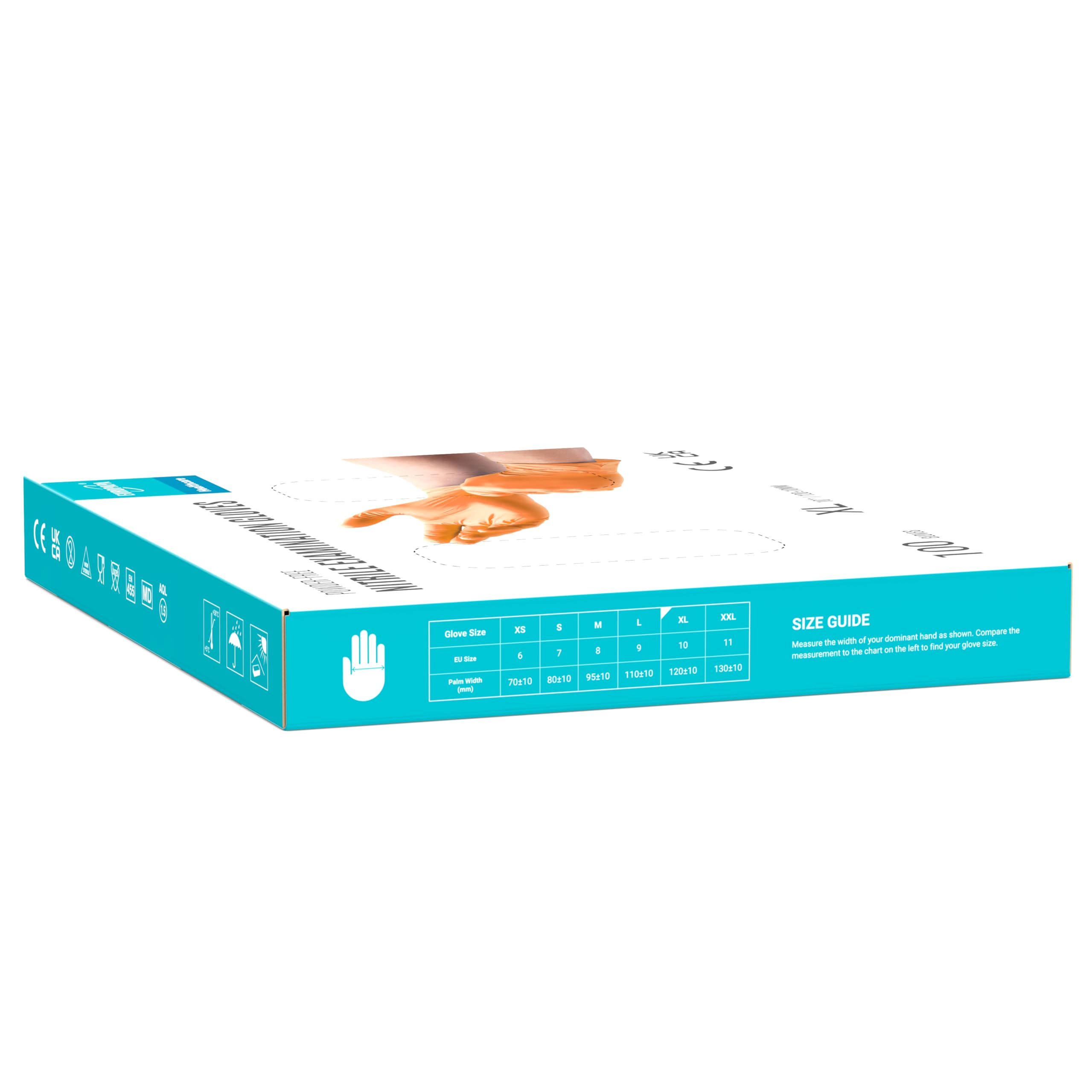 EUROPAPA® 500 x jednorazowe rękawiczki nitrylowe bez talku rękawice badawcze EN455 EN374 bez lateksu rękawiczki jednorazowe rękawiczki dostępne w rozm. S, M, L & XL (pomarańczowy, XL)