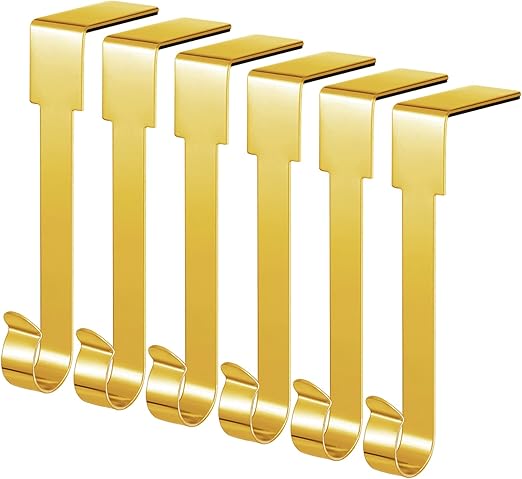 Christmas Stocking Holders Fireplace Hooks for Mantel - Gold, 6 Pack