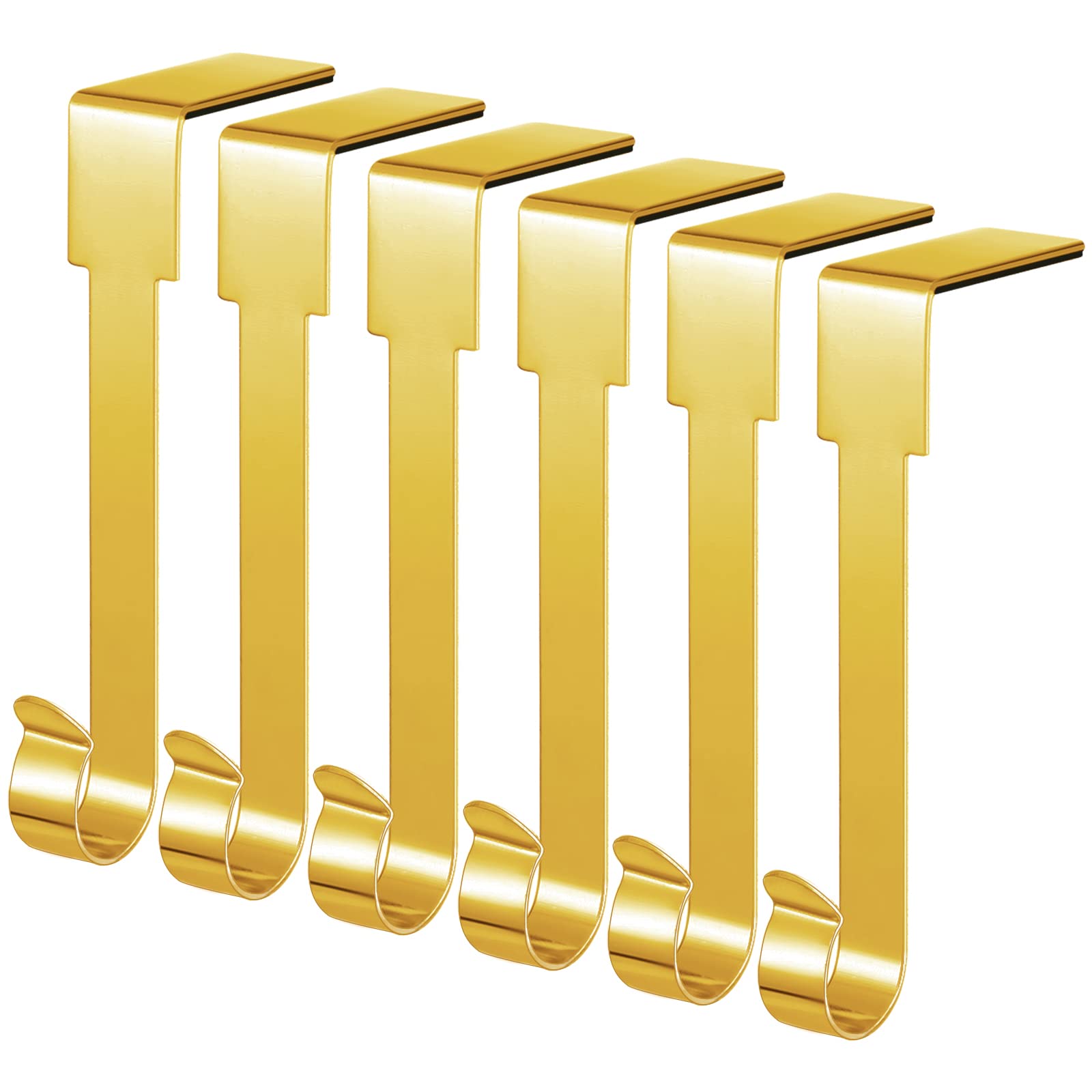 6 Pcs Christmas Stocking Holders Mantel Hook Hangers Fireplace Hooks Hanger Christmas Stocking Hook Fireplace Hanger Grip for Christmas Party Decorations (Gold, 6)