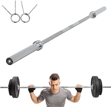 7Ft Barbell Olympic Bars Solid Strength Training Bar Chrome Weight Bar for Strength Training, Weightlifting, and Powerlifting - 2 Inch Diameter, 700 lbs Capacity, Free 2 Spring Collars