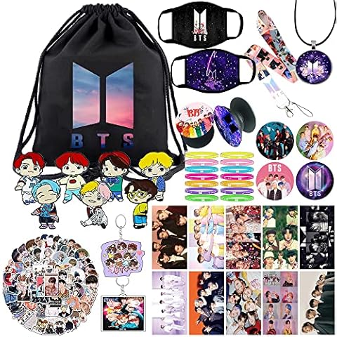Hydow Package Set for Fans - Including Drawstring Bag,Stickers, Face M-asks, Lanyard, Keychains, Bracelets, Button Pins Cover