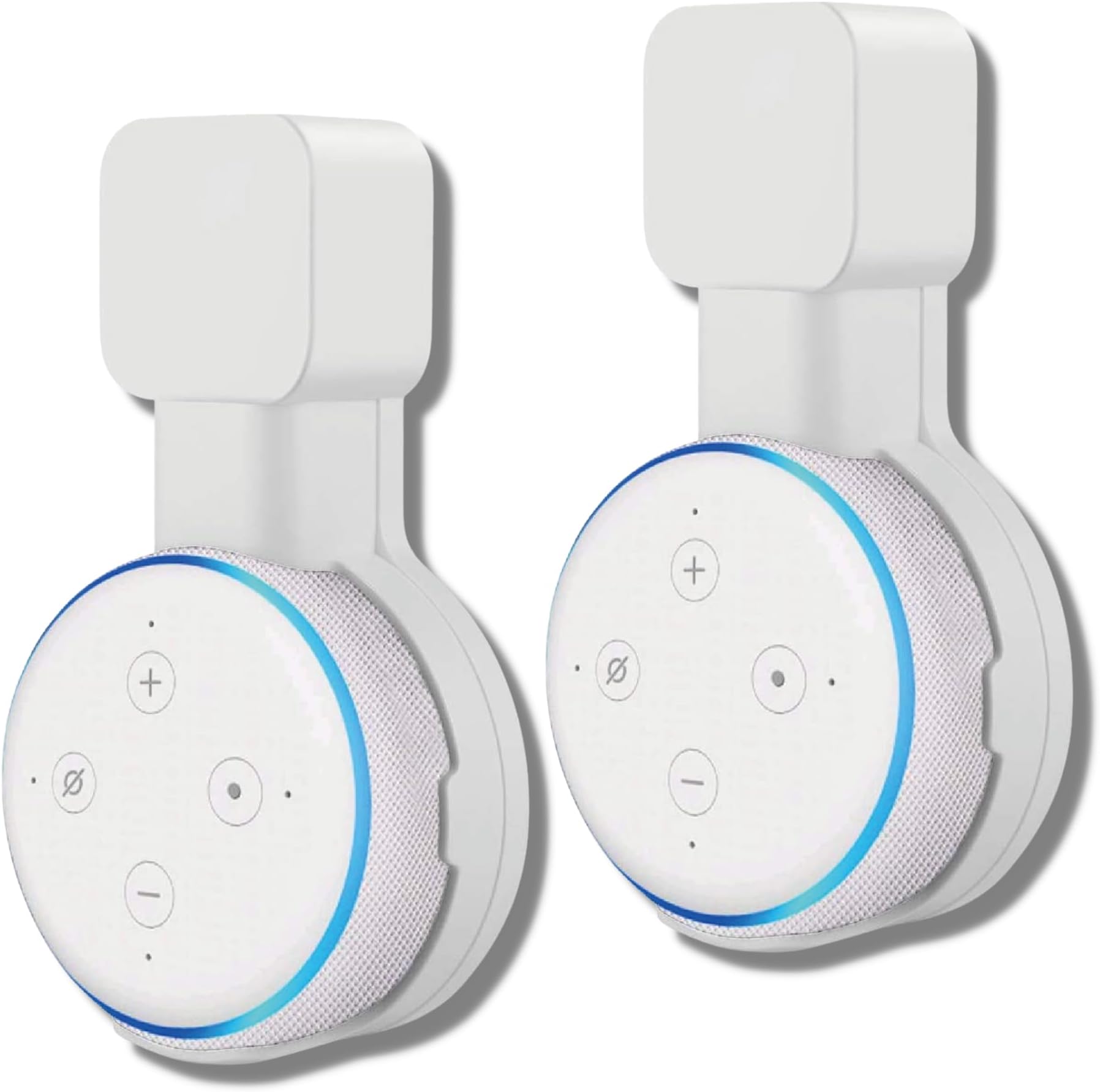 2X Smart Home Speaker Wall Mount for Dot 3rd Generation & Google Mini, Mount Stand with Built-in Cable Management, for Kitchen, Bathroom, Bedroom, No Screws (2 Pack, White)