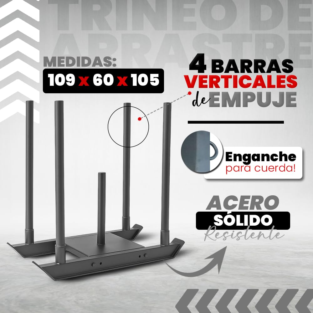 Trineo de Arrastre Viok Sport de Hierro Sólido - Mejora Potencia y Resistencia Muscular en Strongman y Cross Training, Uso en Interior y Exterior