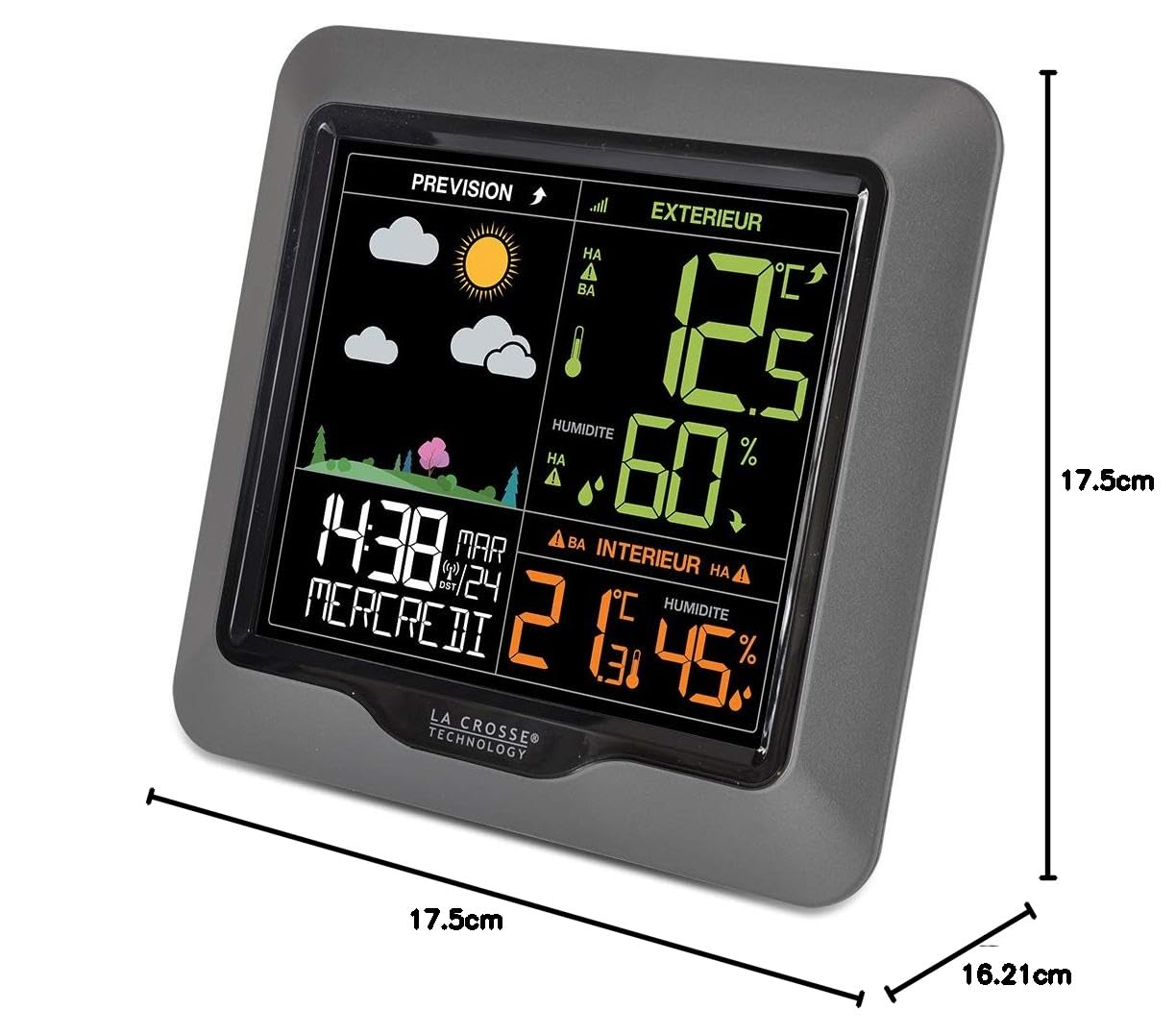 La Crosse Technology - WS6822 stacja pogodowa z kolorowym wyświetlaczem LCD, kolor srebrny