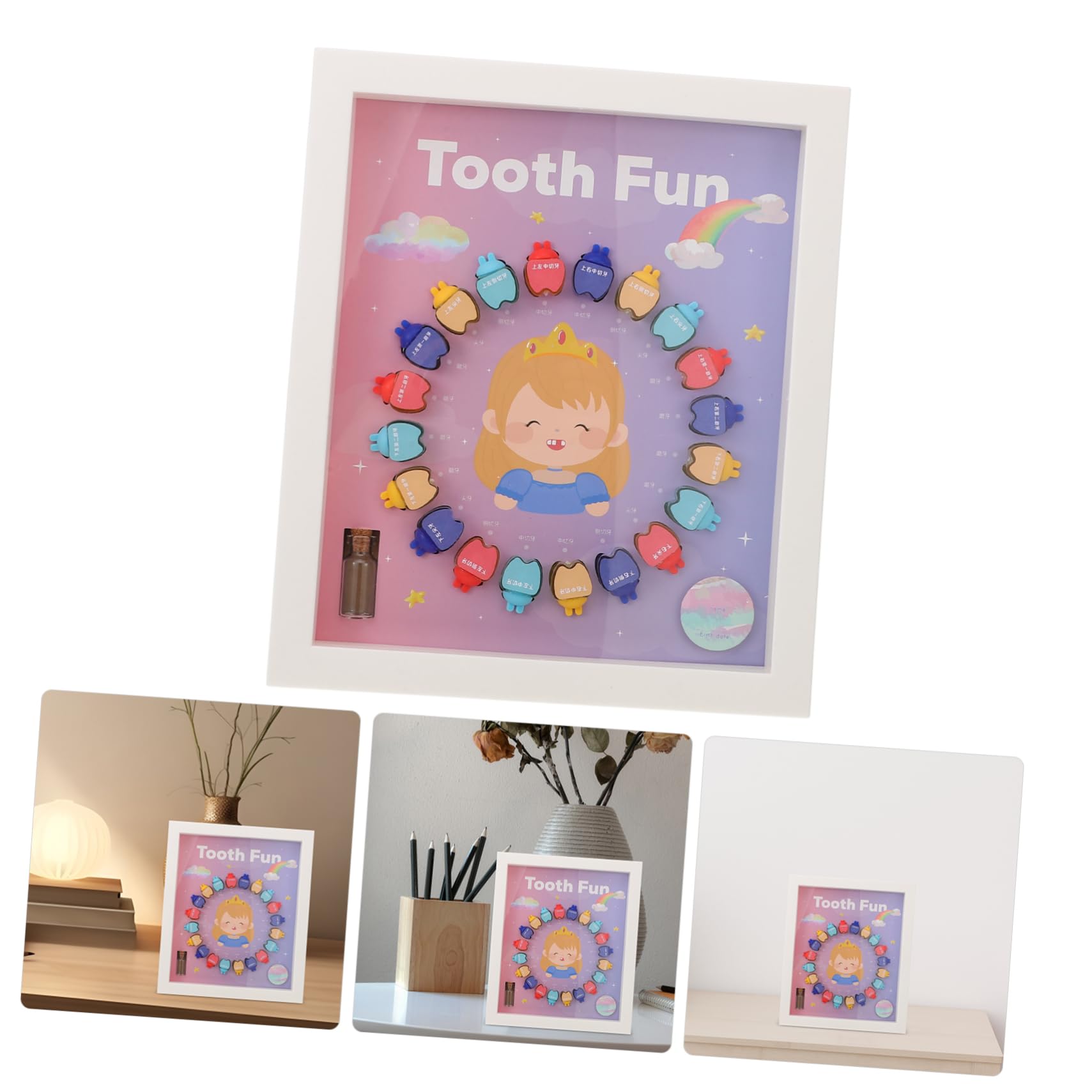 Hemobllo Zahndose Kleine Dekorative Milchzahndose mit Fächern Keepsake Organizer für Jungen und Mädchen Langlebige Aufbewahrungsbox zur Erinnerung an Erste Zähne