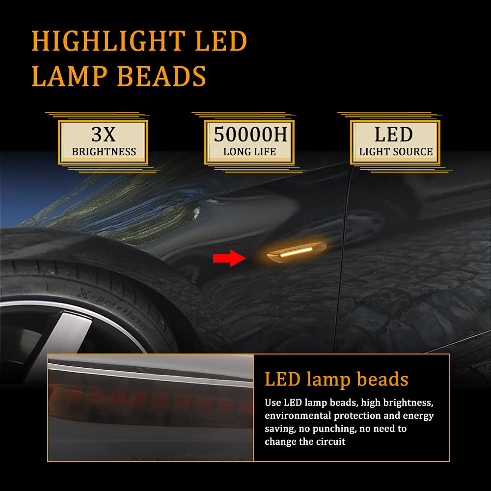LED Dynamic Side Indicator Amber Super Bright Canbus