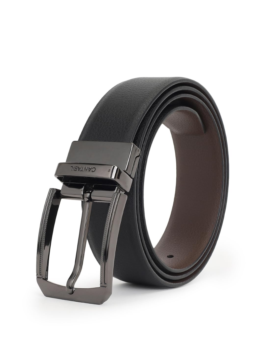 Men's Textured Black Brown Reversible Formal Belt-image-25