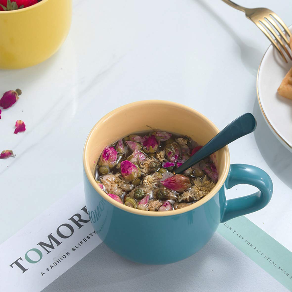TeenFighter Taza grande de porcelana de avena – 680 ml de ancho taza de café, taza de desayuno y tazón de sopa, apta para microondas y lavavajillas, taza de cerámica para leche, té, fruta, helado…