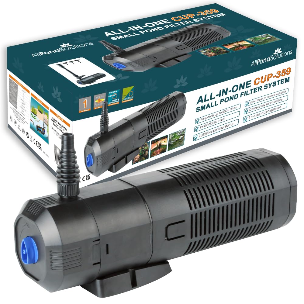 allpondsolutions CUP-359-2000L/H - Filtro per pompa per laghetto con fontana e sterilizzatore UV da 9 W, controllo delle alghe per stagni fino a 2000 l