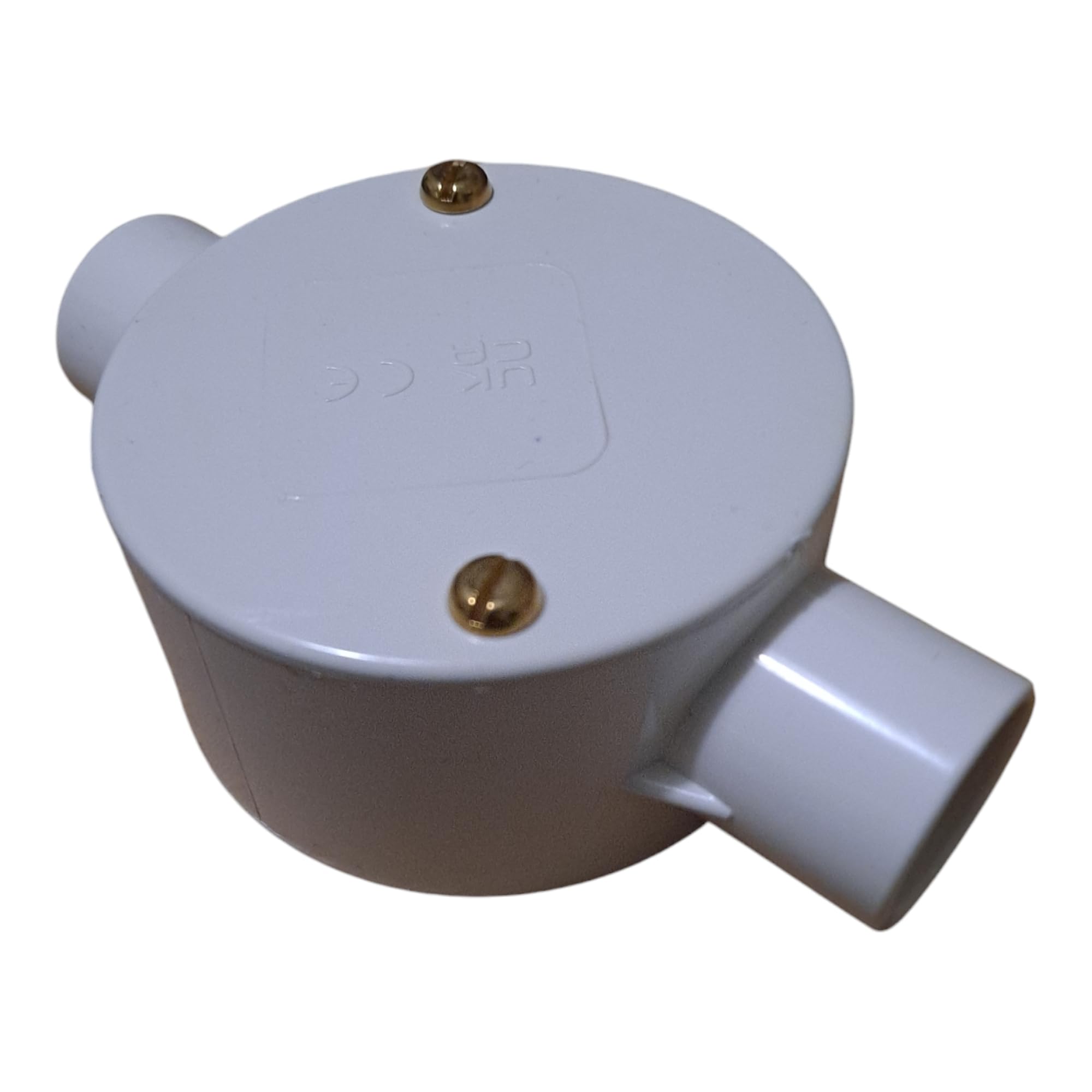 White 20mm PVC Conduit Box 2 Way Through Terminal Box with Lid and Screws - Pack of 1