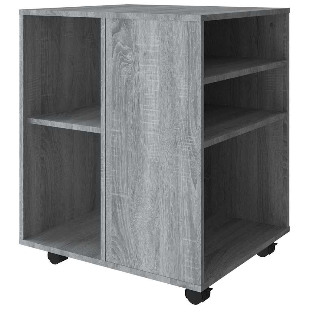 Rollschrank Grau Sonoma 60x53x72 cm Holzwerkstoff, rollcontainer, aktenschrank, aufbewahrungsschrank, stauraum, büro, Ordnung, mobil für Drucker, Unterlagen und Zubehör