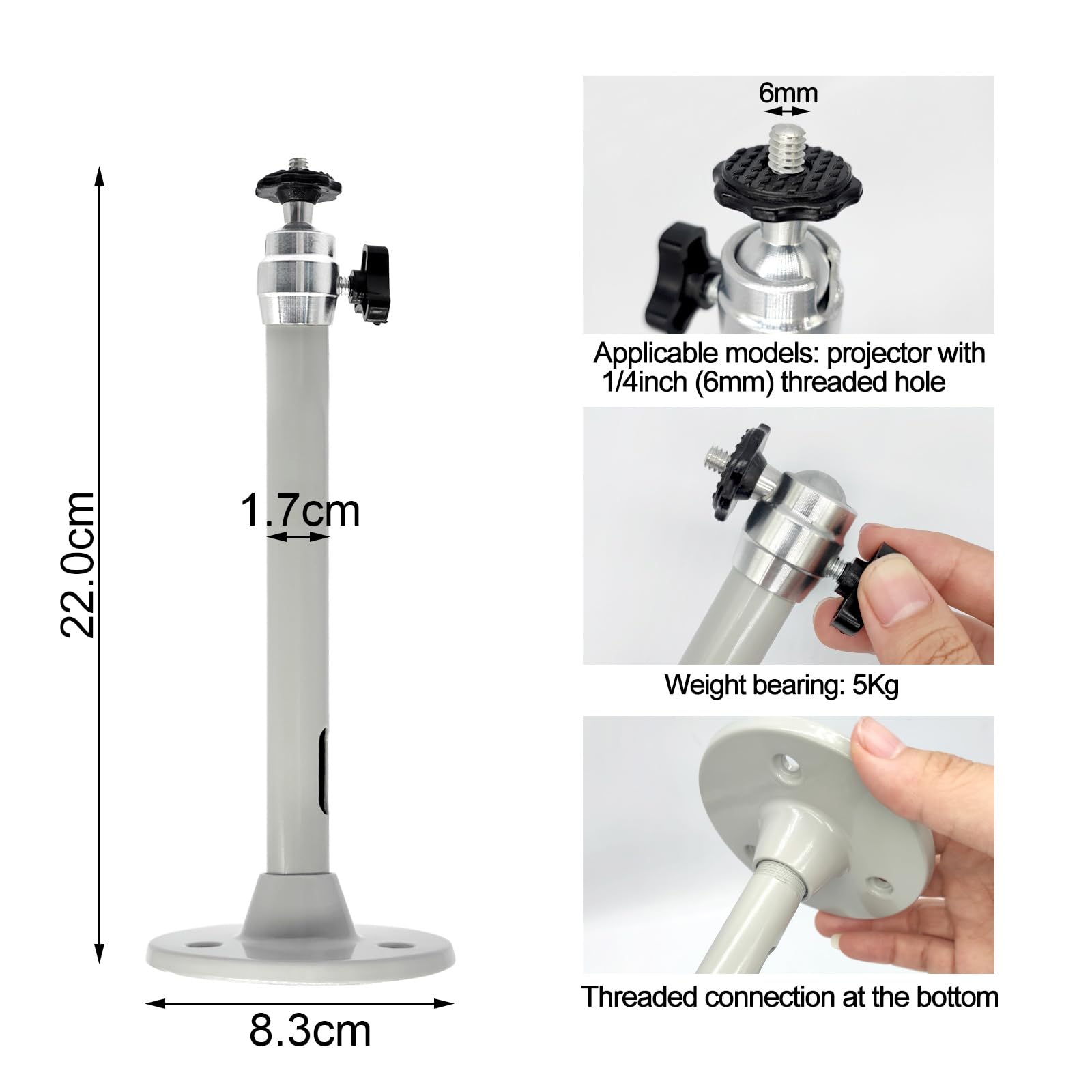 ✨人気商品✨天井壁プロジェクターマウントスタンド ミニプロジェクター シルバー Amazon | ミニ天井壁プロジェクターマウントブラケット 360°回転