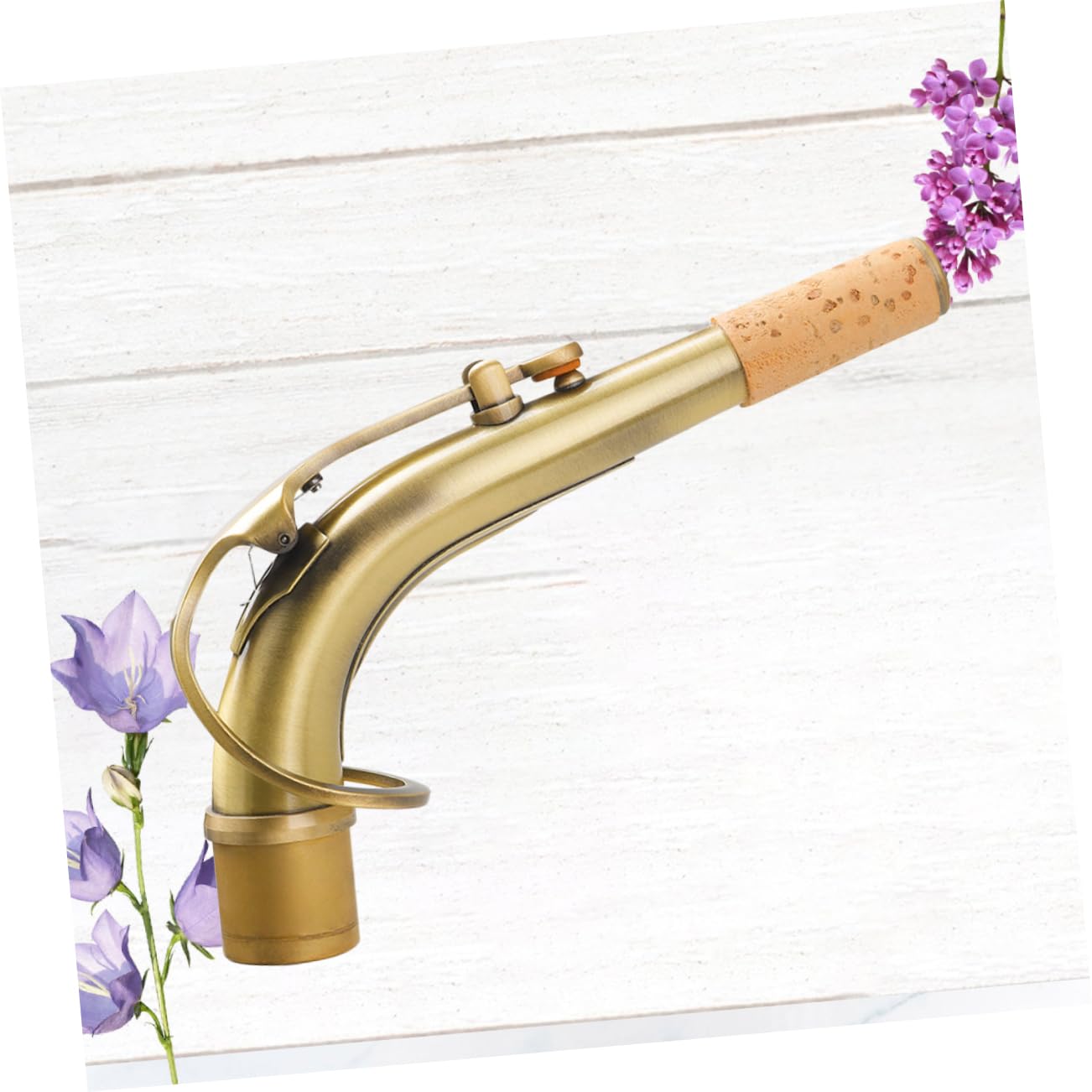 Collo Sax Alto in Ottone 24, 5mm, Testa Curva per Sassofono | Finitura Oro Antica, Lavorazione Laccata, per Contralto e Saxes Contralto, Accessorio Strumentale