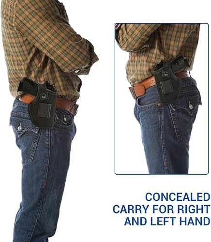 Miniatura 5 de Paquete de 2 fundas para pistola para transporte oculto, funda universal interior exterior para cintura, para pistolas, funda de cinturón IWB para