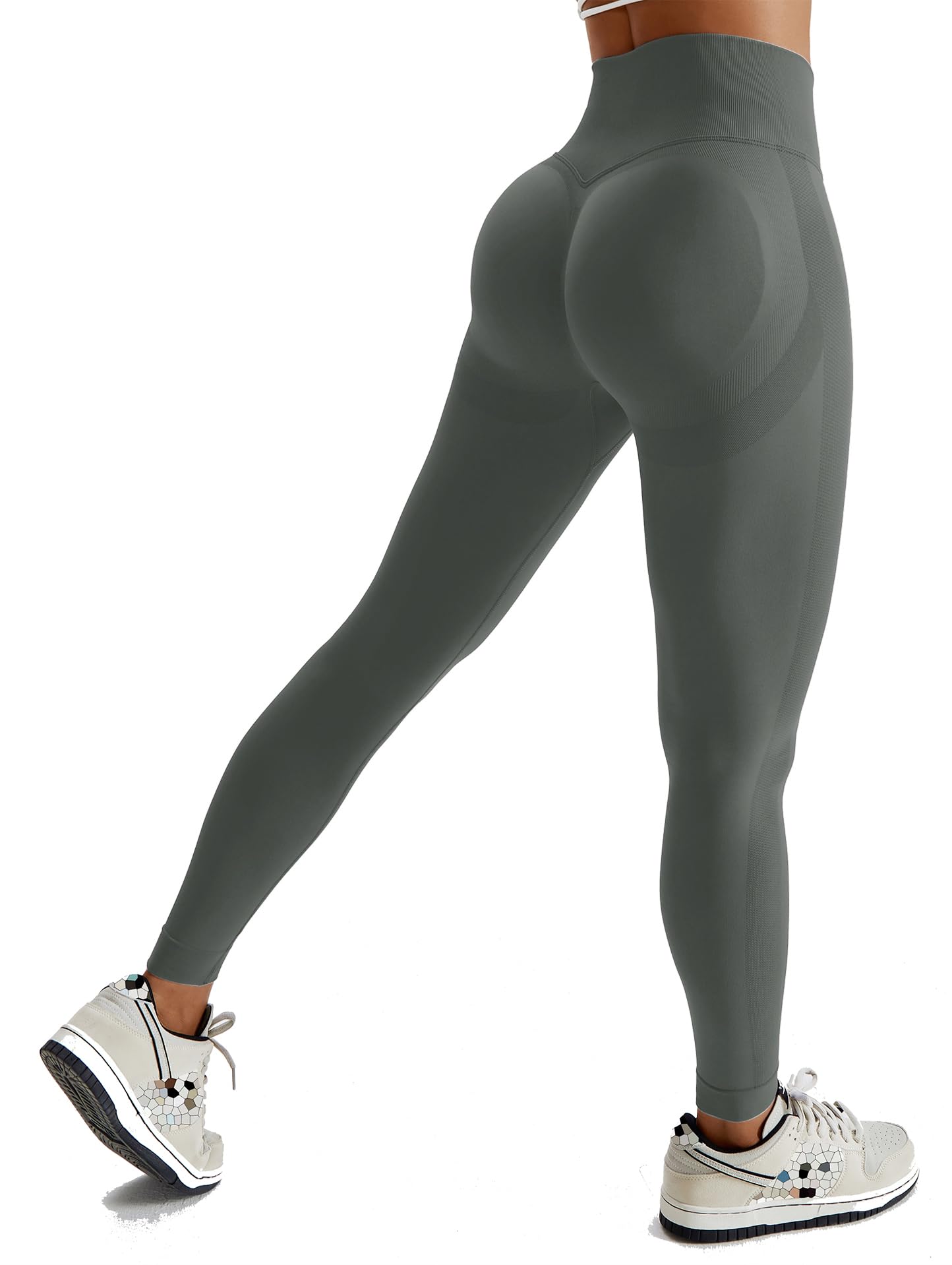 Vozobi Tiktok Trending Leggings Women's High Waist Smile Contour Booty Leggings Scrunch Butt Lift Workout Seamless Yoga Pants — view 42
